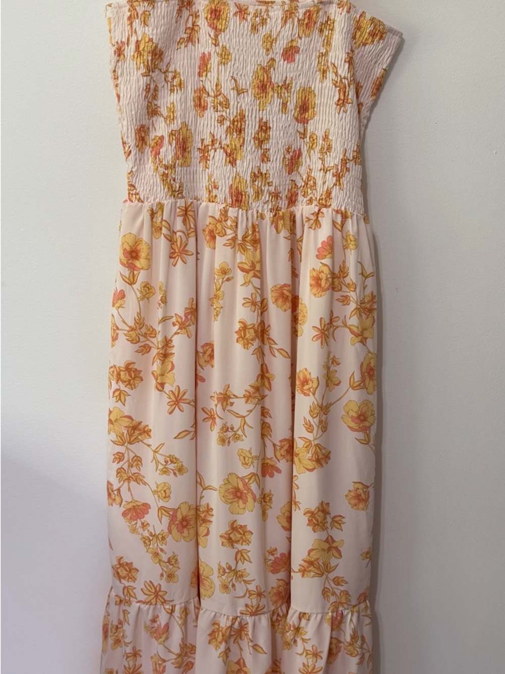 Women’s Floral Smocked Maxi Dress - Coral Floral